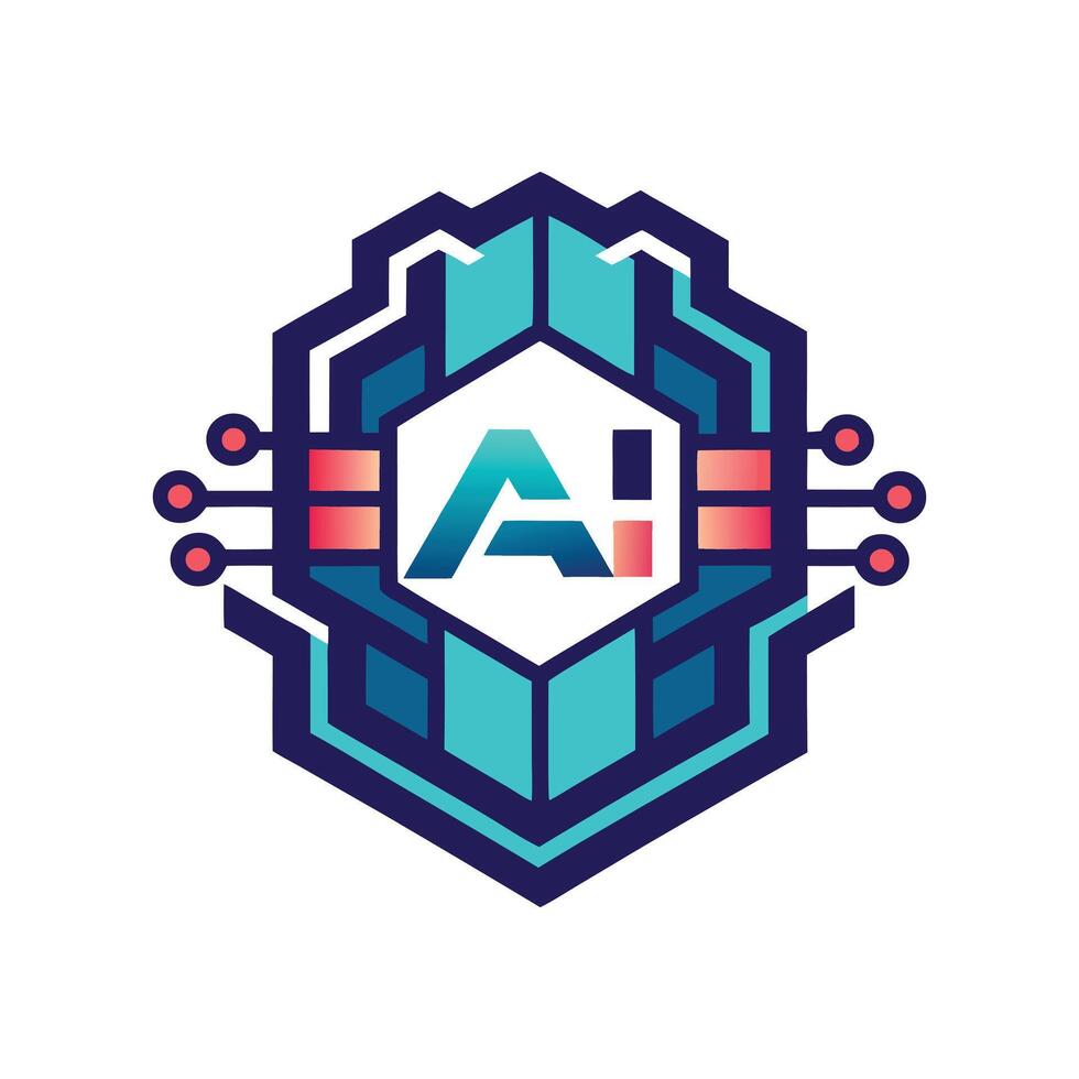 Abstract AI Technology Logo Circuit Board, Hexagon, Data vector