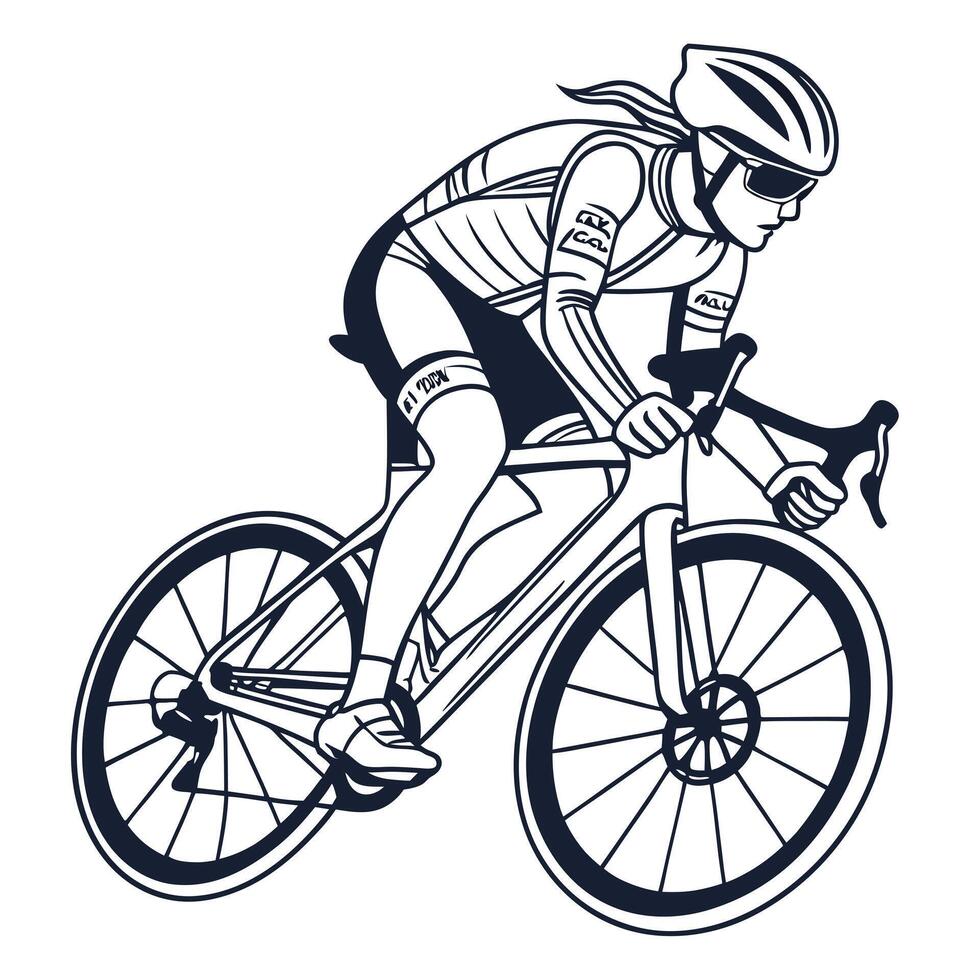 Cyclist Road Race Bicycle Athlete Speed Helmet Gear Sport vector