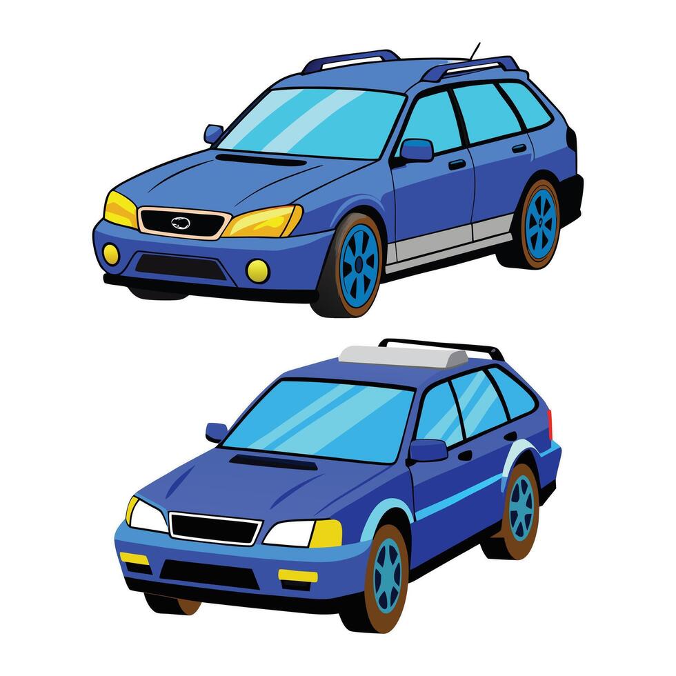 Two Blue Station Wagons Illustration of Cars, Vehicles, and Transportation vector