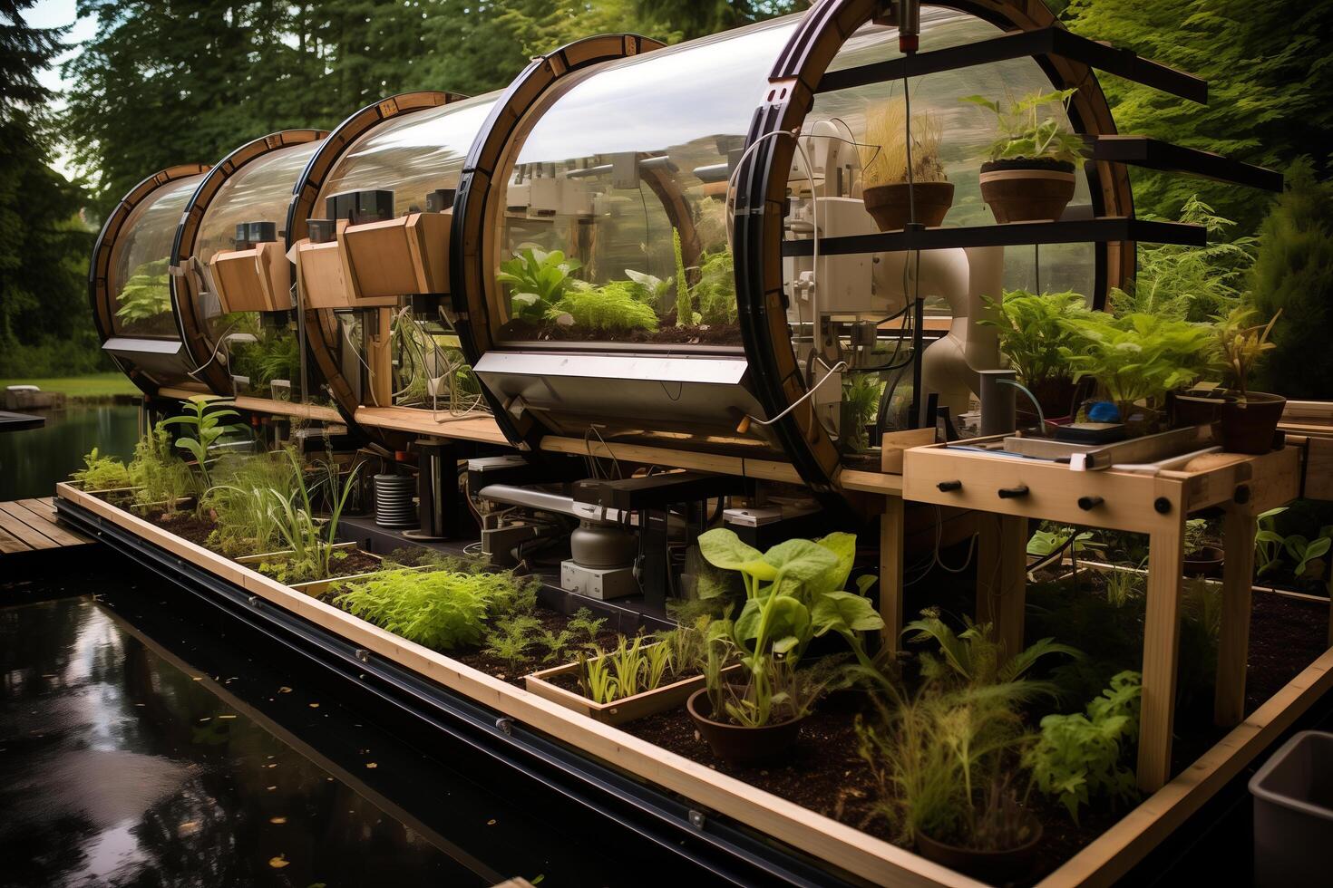 A boat with plants inside of it photo