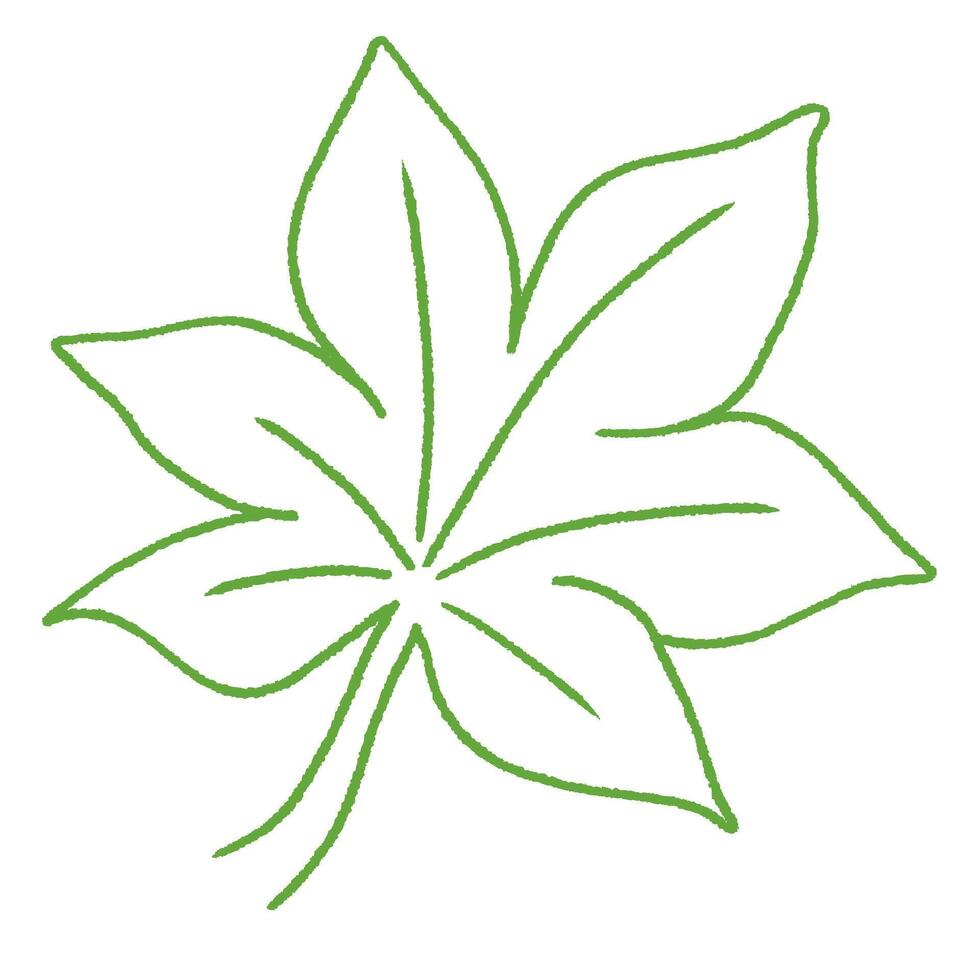 cute green cassava leaf doodle hand drawn line art illustration vector