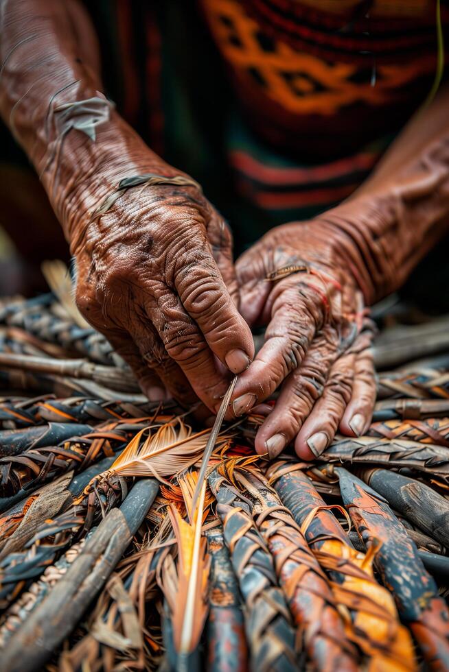 A person is making a piece of art with a lot of different tools photo