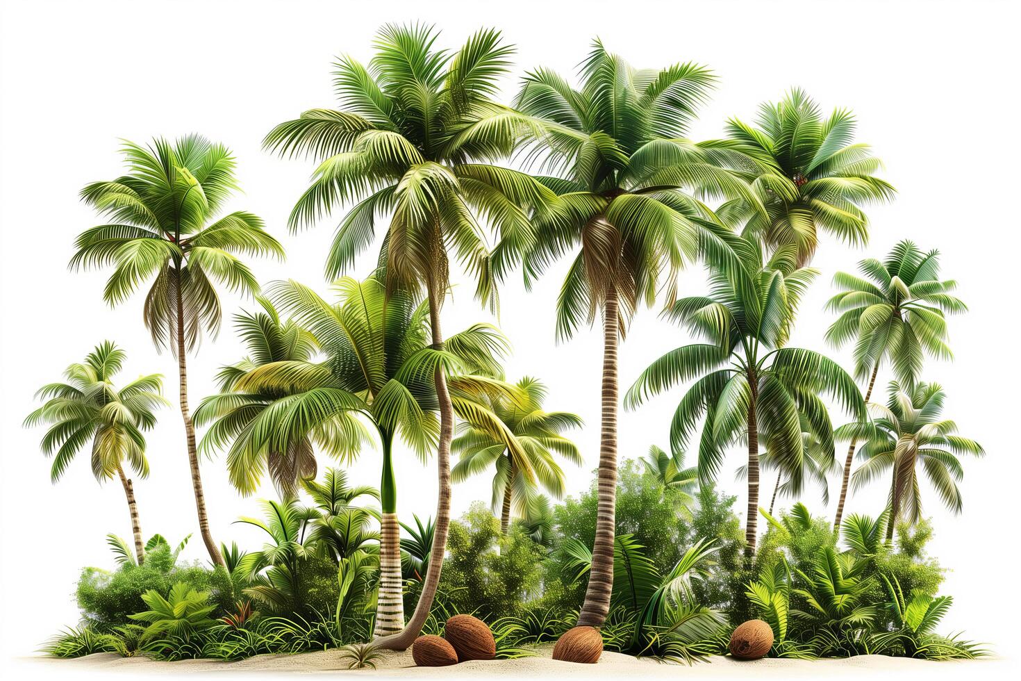 Tropical palm trees on a white background photo