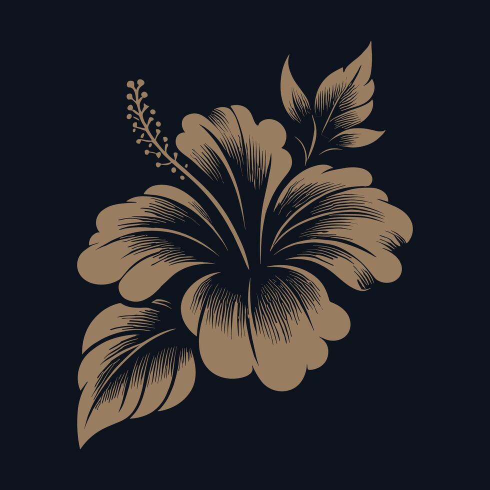 A hibiscus flower on a black background vector