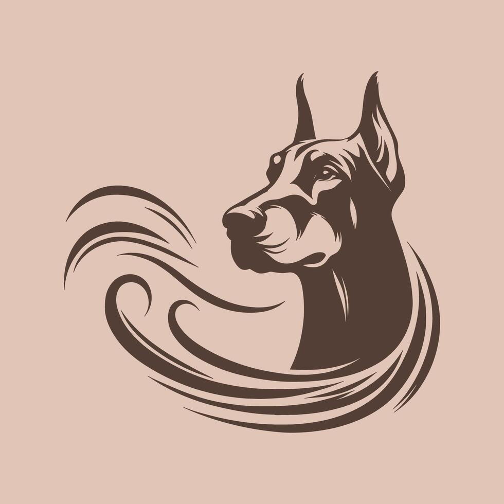 a doberman head vector