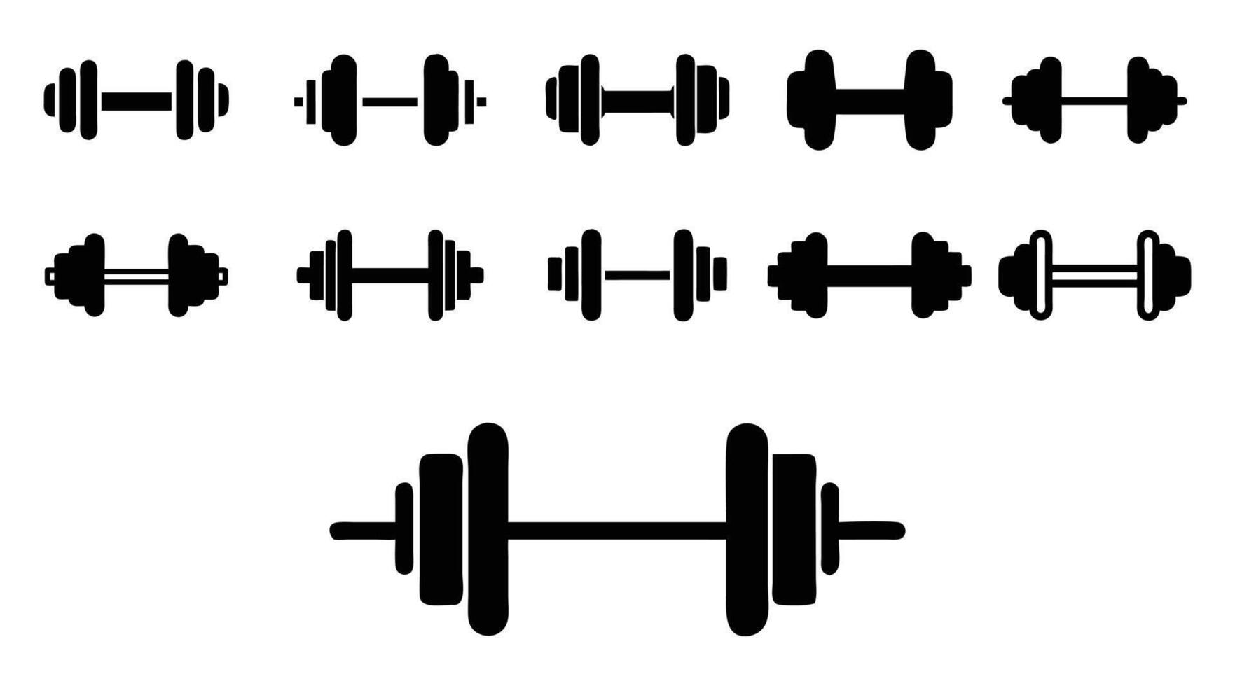 Dumbbell and Barbell Silhouette Icons - Fitness Gym Weightlifting Set vector