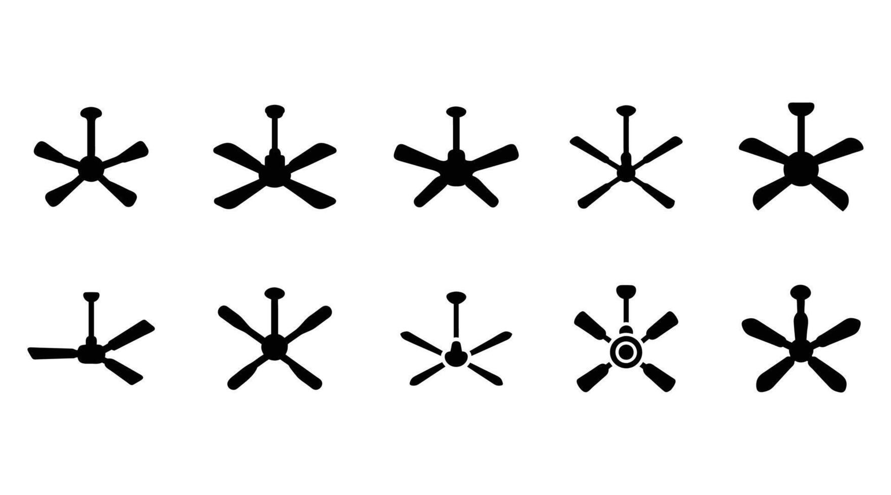 Ceiling Fan Silhouette Icons - Fan Blade Illustrations Set vector