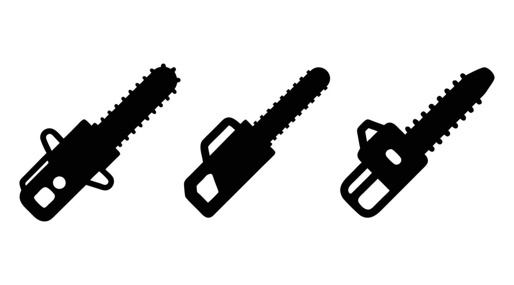 Chainsaw Silhouette Icon Set - Power Tool Illustration vector