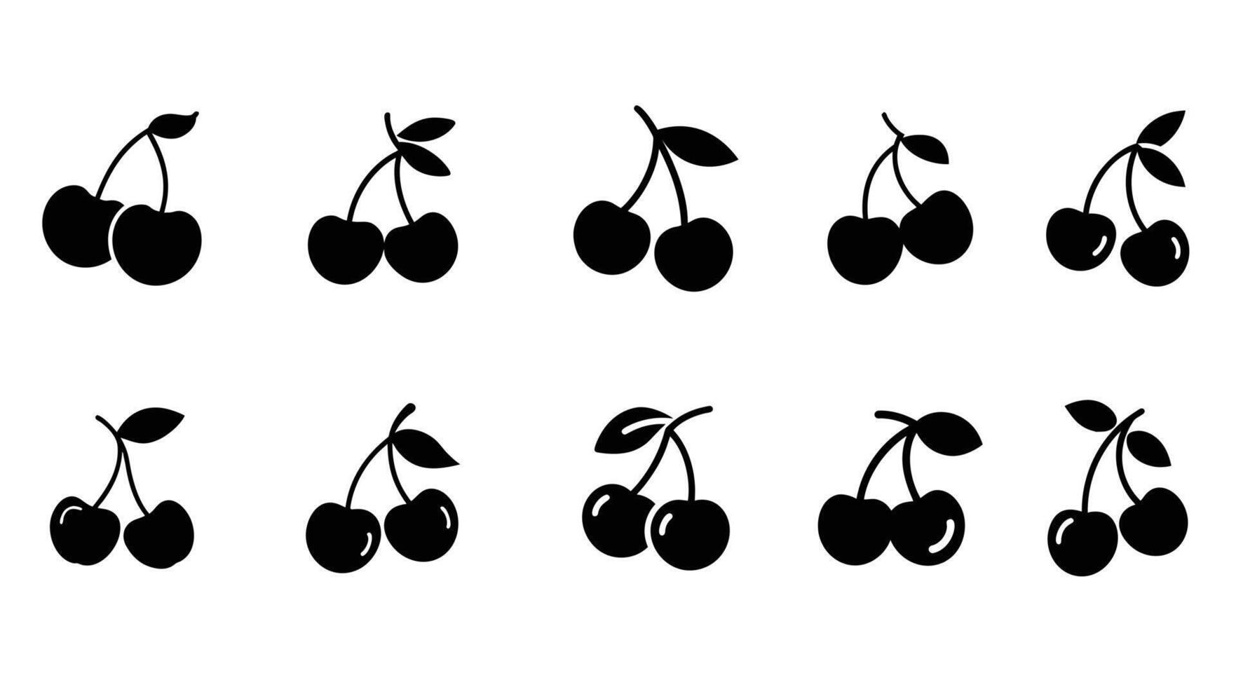 Cherry Silhouette illustration Set Fruit Illustration vector