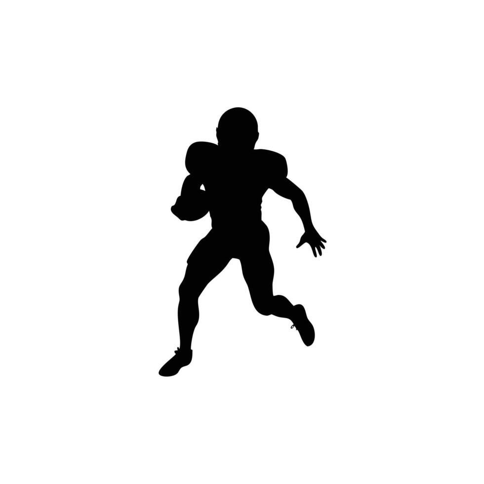 American Football Player Silhouette Running, Passing, and Holding Ball Poses vector