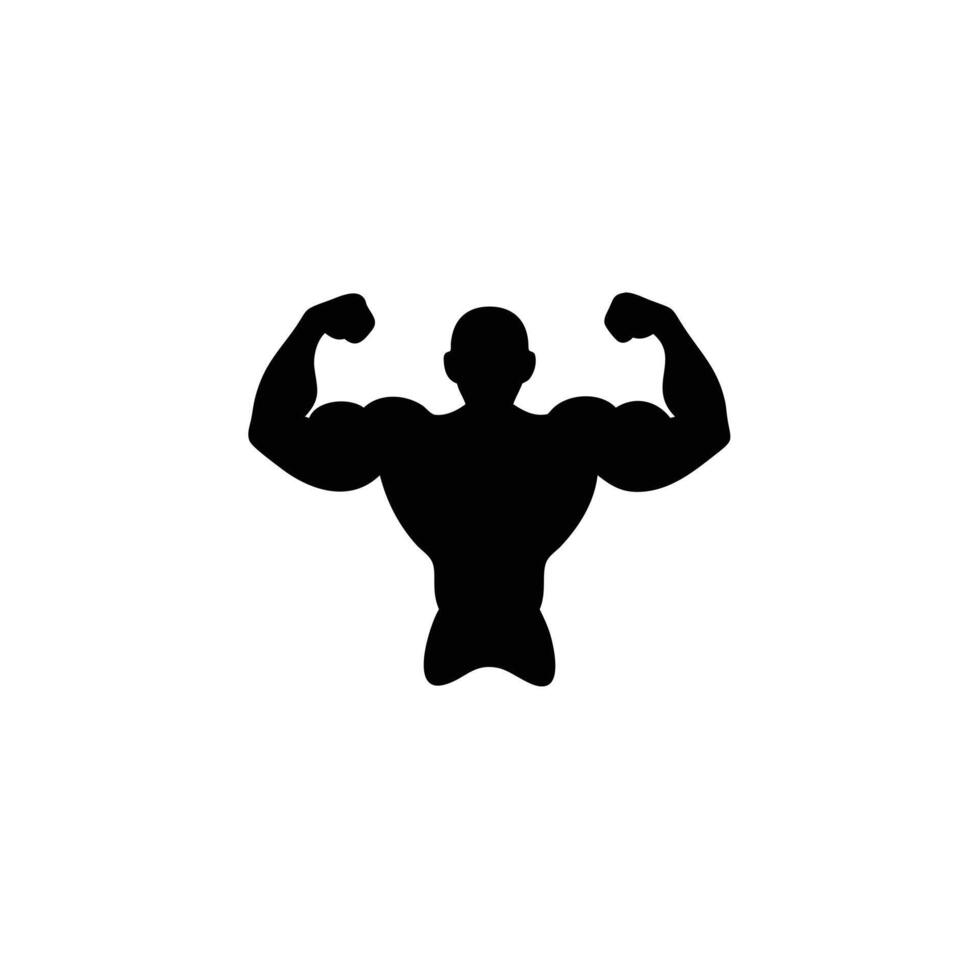 Bodybuilder Silhouette Icon - Muscle Flexing Collection, Fitness Clipart vector