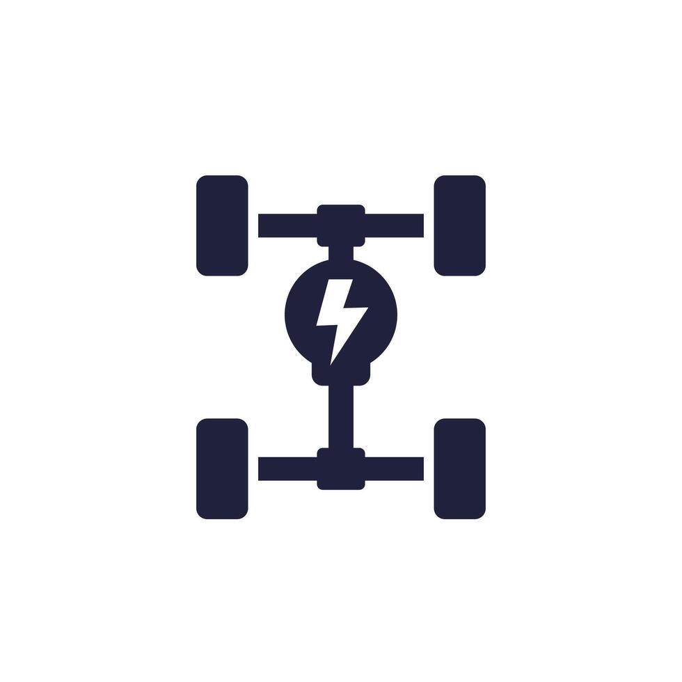 Electric car chassis icon, EV platform pictogram on white vector