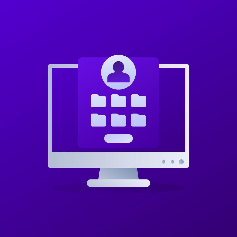 User files icon, personal data in folders vector