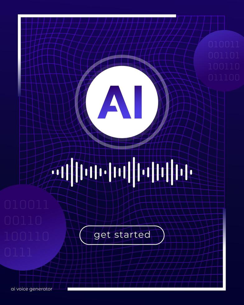 AI voice generator design, interface, ui template vector