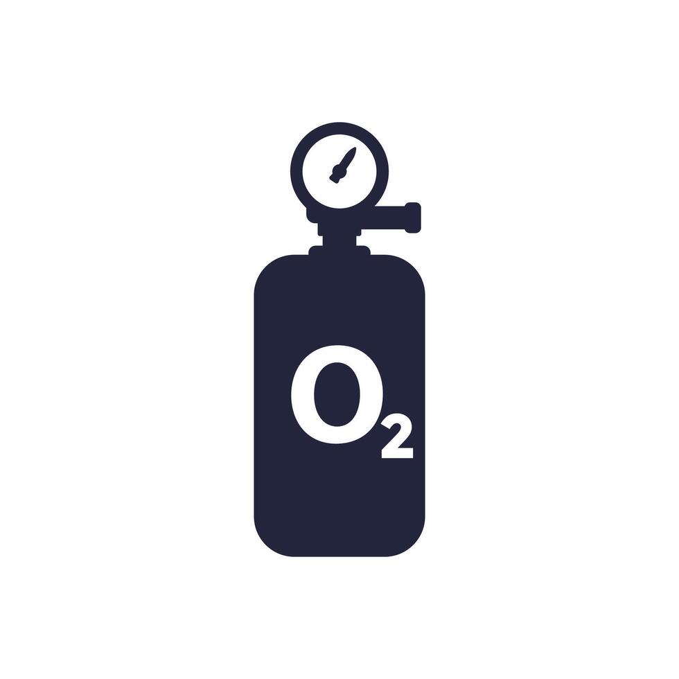 oxygen tank icon, gas cylinder pictogram on white vector