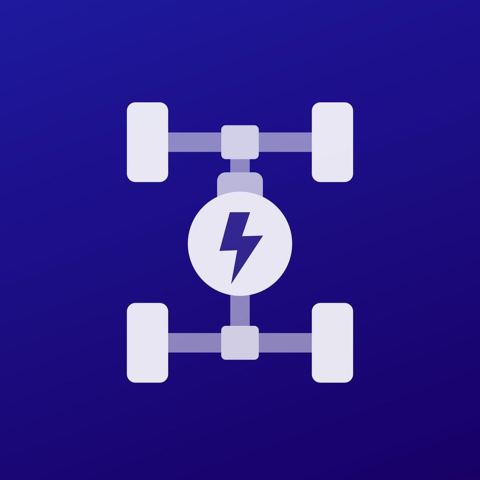 Electric chassis, EV, car platform icon vector