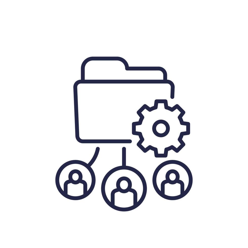 active directory line icon with users and folder vector