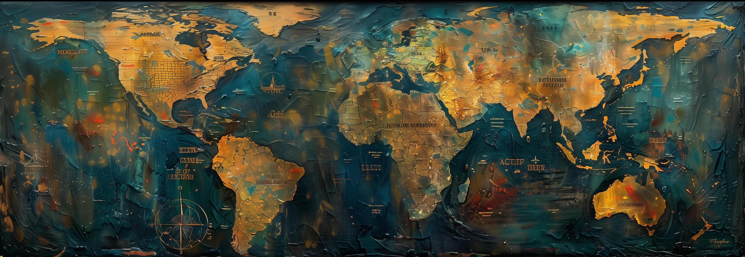 An abstract painting of the world map photo