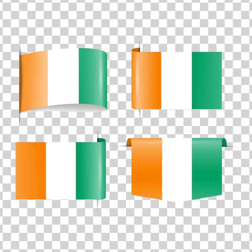 Ivory Coast tag national flag with shadow vector