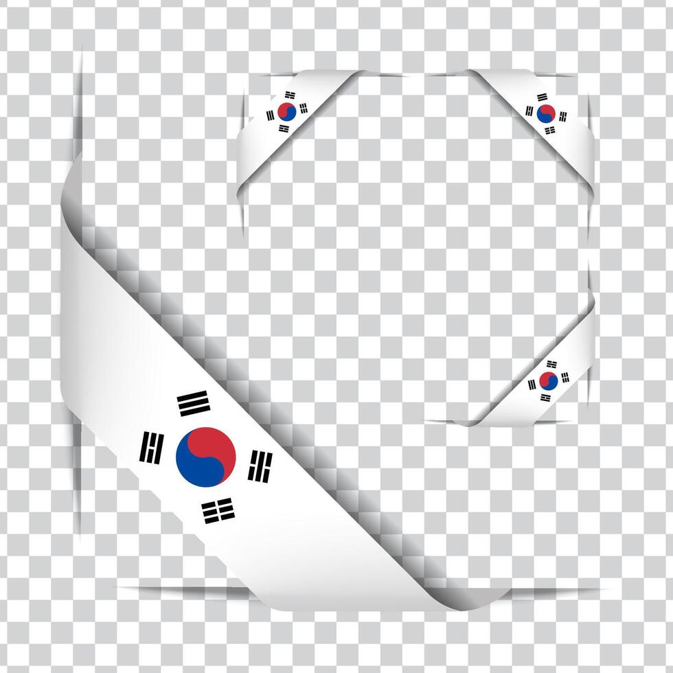 Korea corner national flag shadow vector