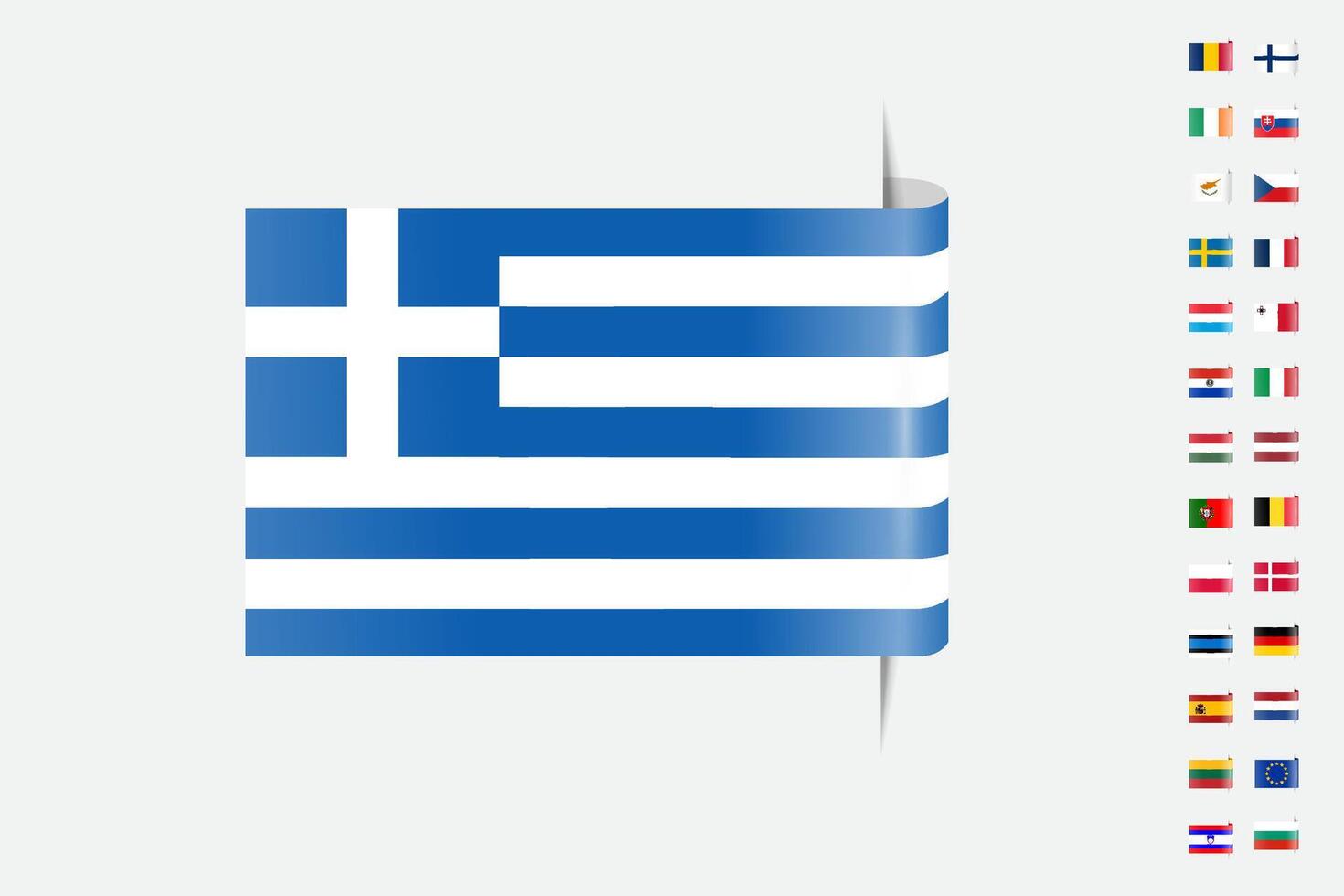Greek Flag Displayed Among Various European Flags vector