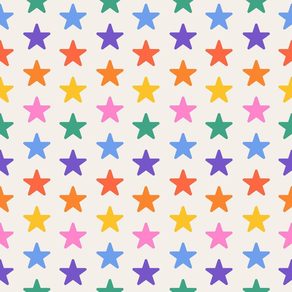 Seamless pattern of rainbow stars. Multicolor print. LGBTQ colors. Abstract geometric pattern. LGBT flag. Design for fabric, wallpaper, wrapping paper, and textiles. vector