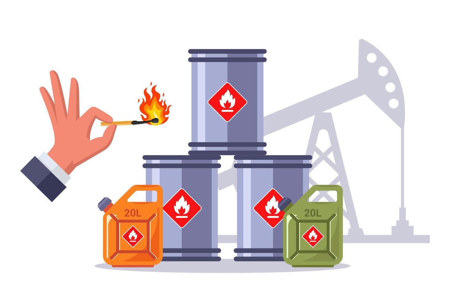 Chemical toxic hazardous liquids. Flammable and explosive oil. Fuel container. Gas container. vector