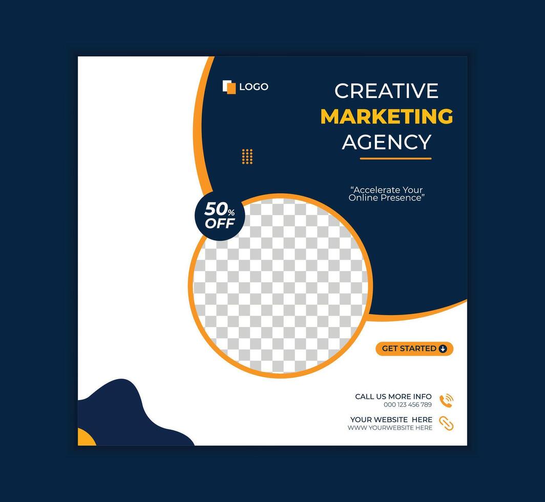 Business agency, digital marketing social media post designon template, Set of Editable square banner vector