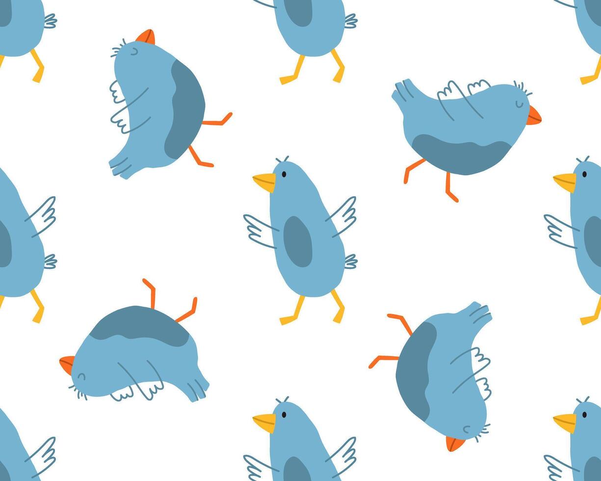 Childish birds seamless pattern. Colorful spring birds seamless pattern. Cute goose vector
