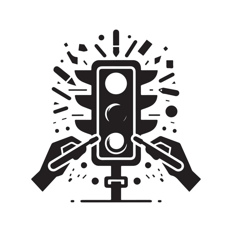 Abstract Traffic Light Vectors Silhouette Graphics