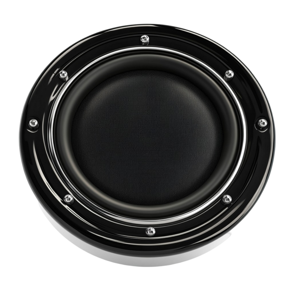 Round Black Speaker with Metallic Rim png
