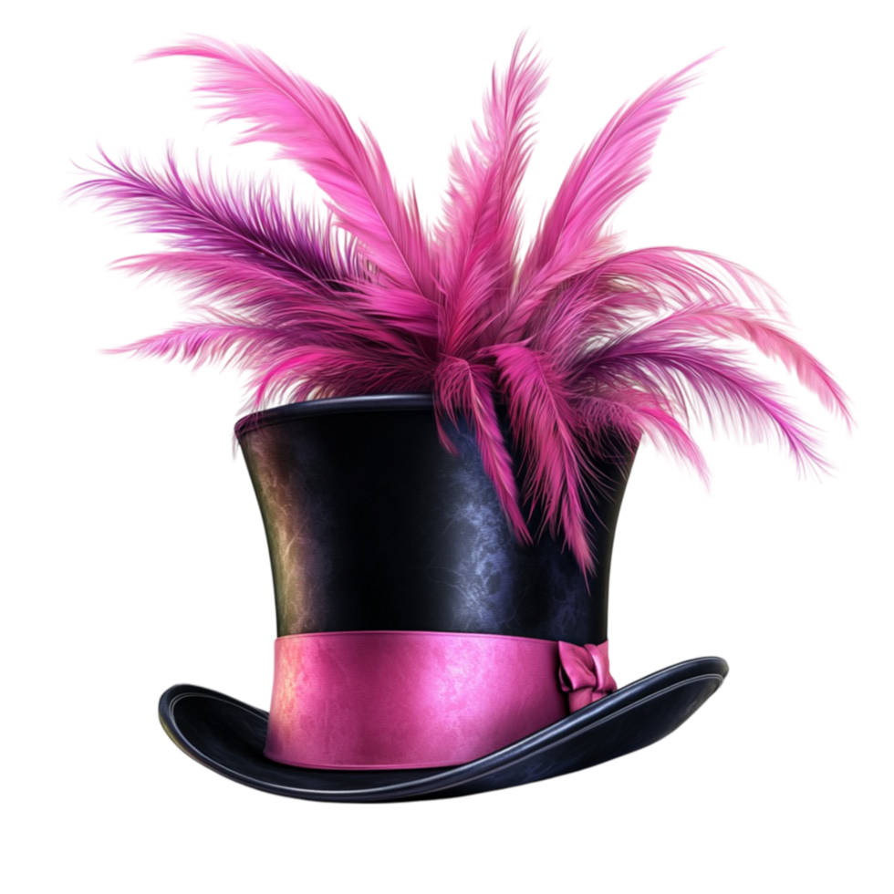 Sophisticated Black Top Hat with Pink Accents png