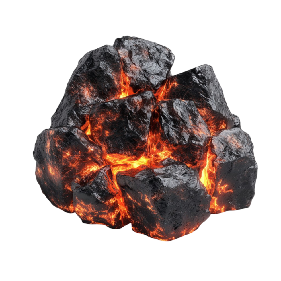 Glowing Volcanic Rock with Fiery Cracks png