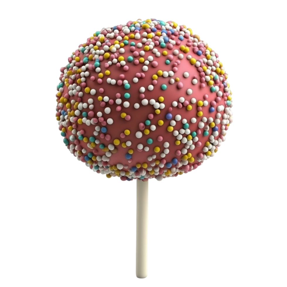 Colorful Sprinkle Cake Pop on Stick png