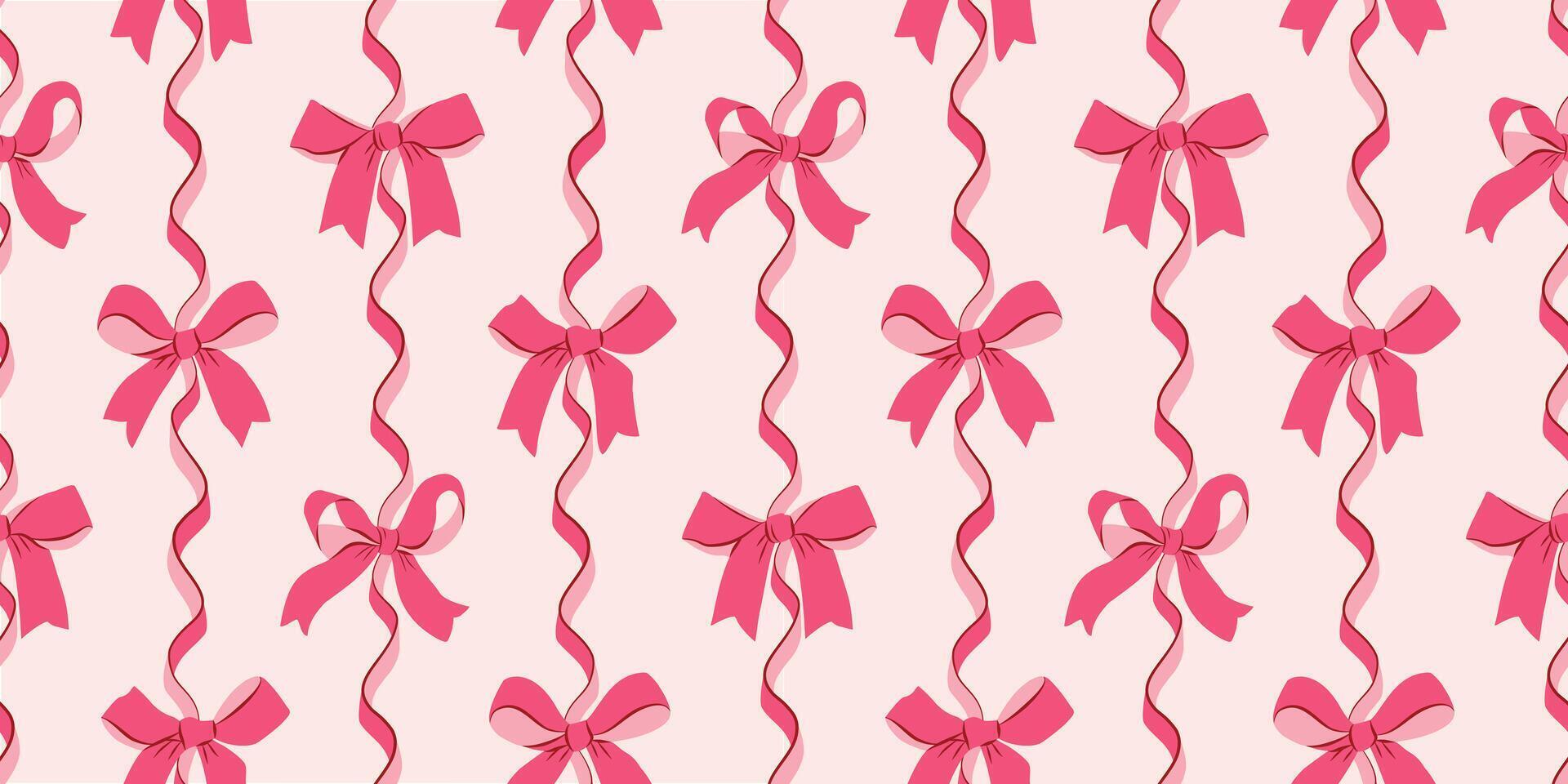 Red Bows Seamless Pattern with Ribbon in Vertical Shape vector