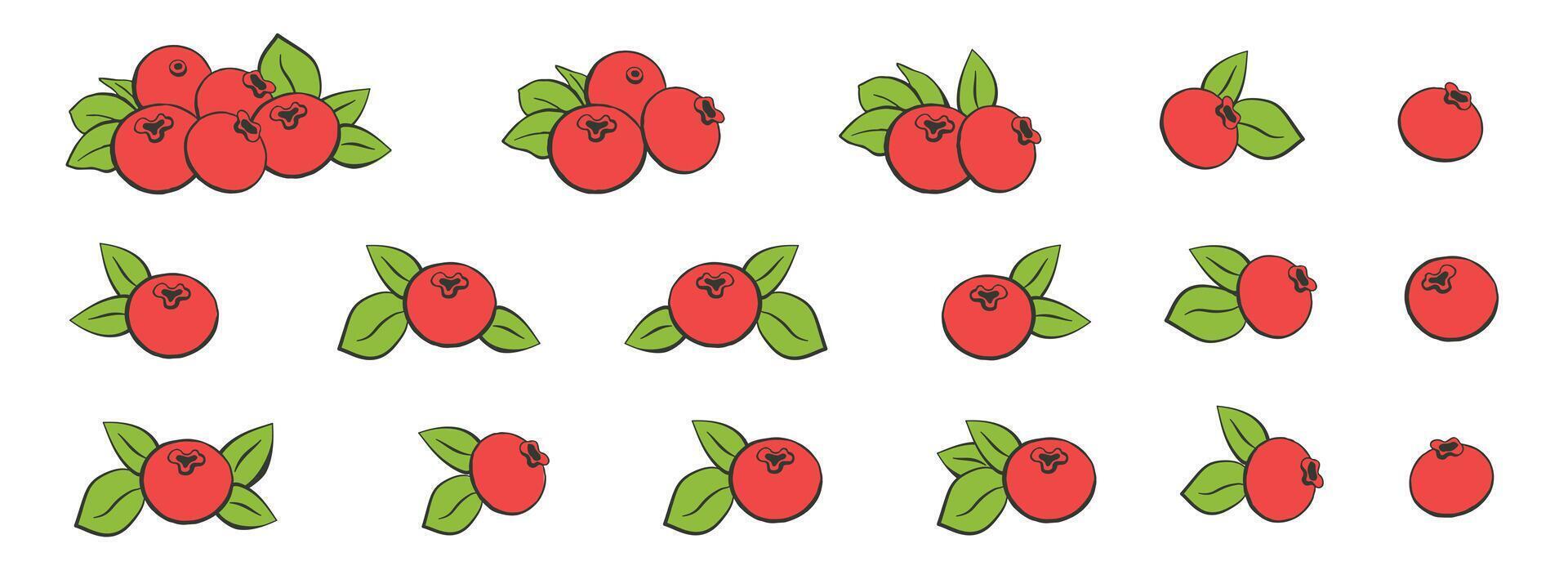 Cranberry Colored Illustration Set Isolated on White vector