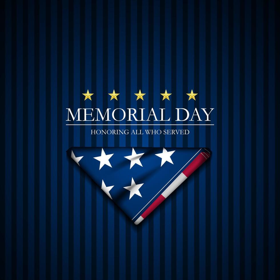 Memorial day background with american flag and stars illustration vector