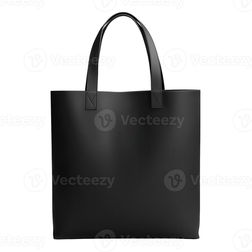 Black Tote Bag Mockup Design on transparent background. png