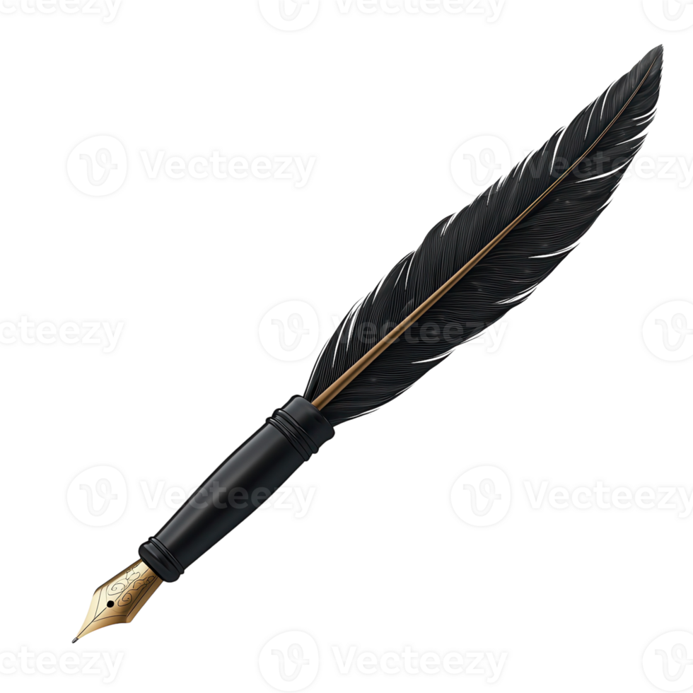 Elegant Black Quill Pen Mockup on transparent background. png