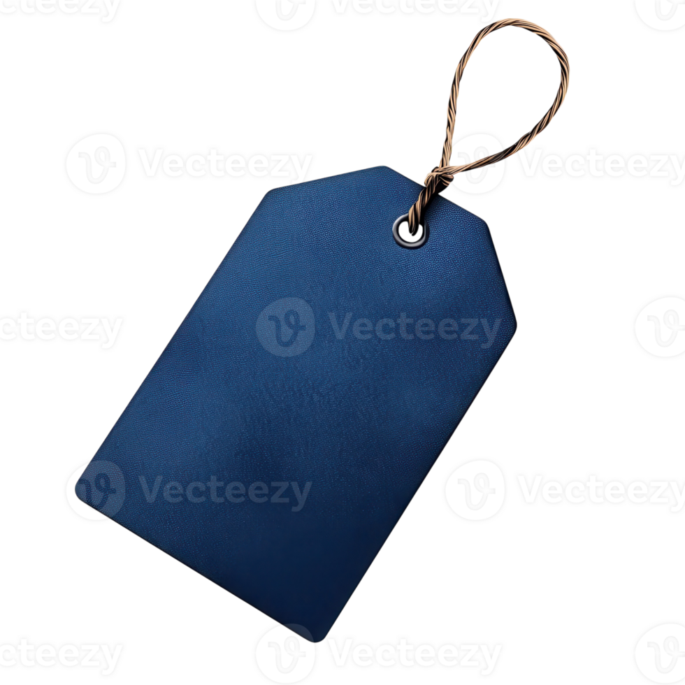 Blue Fashion Tag Top View on transparent background. png