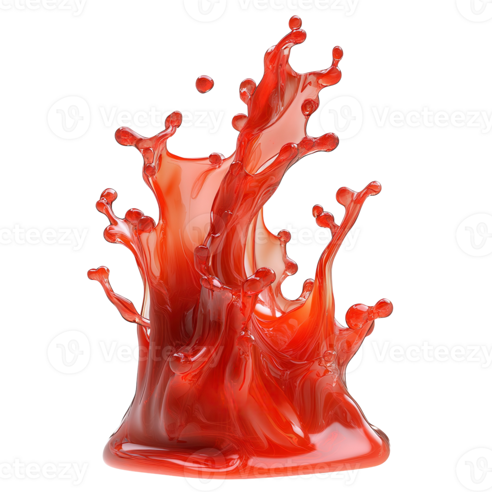 Red Liquid Splash on White on transparent background. png