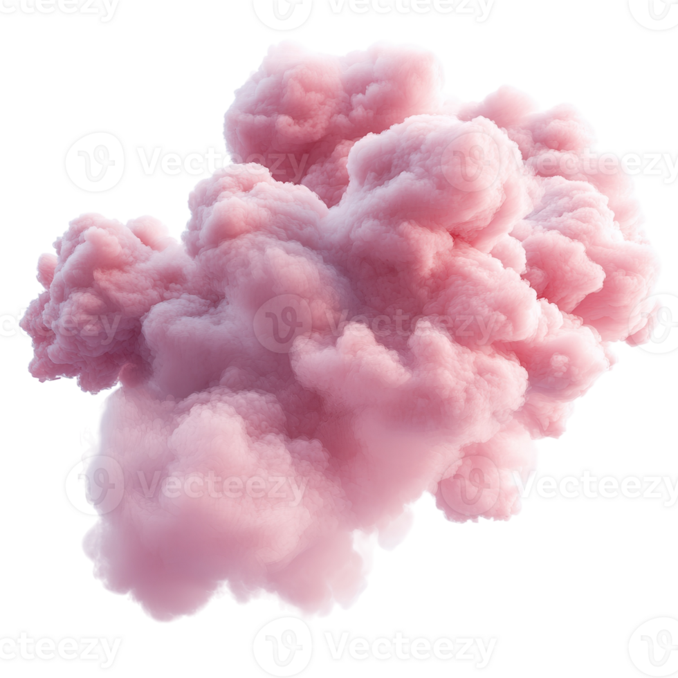 Pink Cloud White Background on transparent background. png