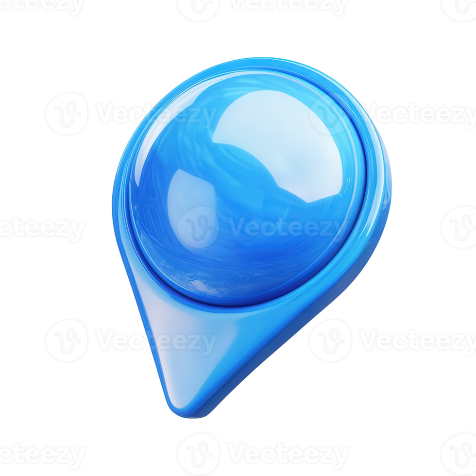 Blue Location Icon 3D Render on transparent background. png