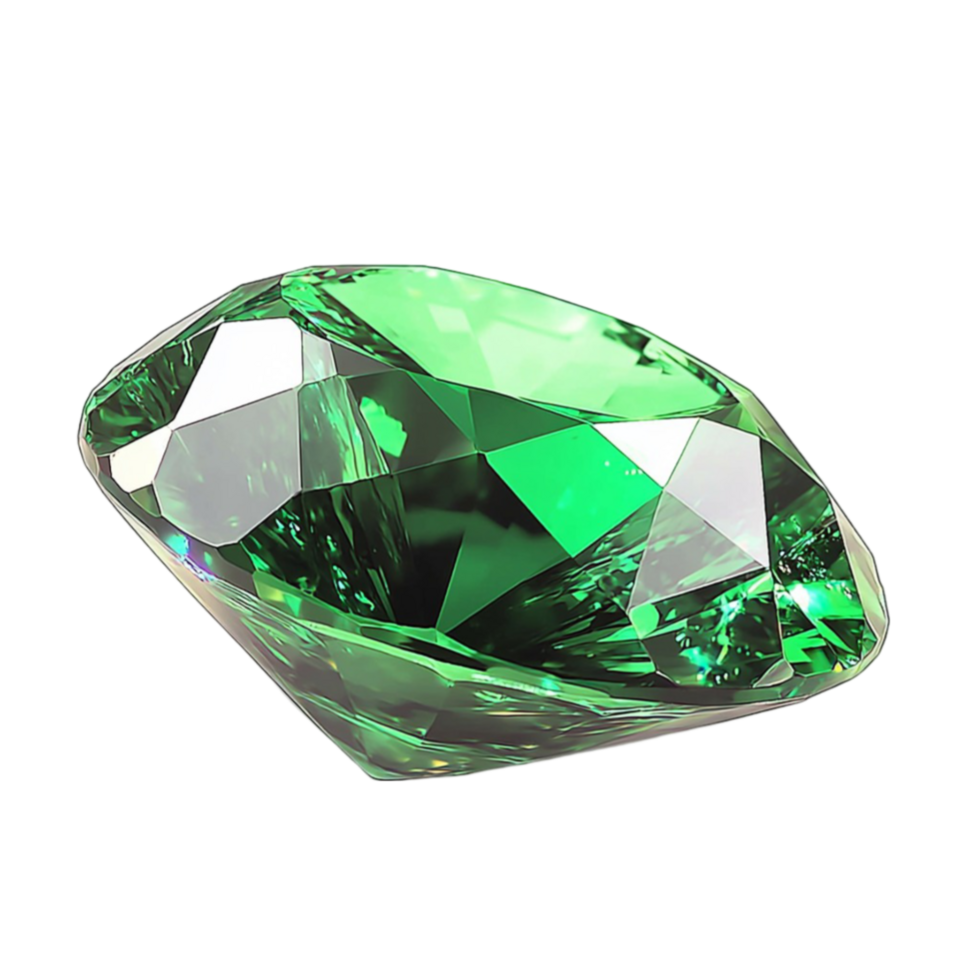 Brilliant green emerald gemstone sparkles with mesmerizing clarity and depth png