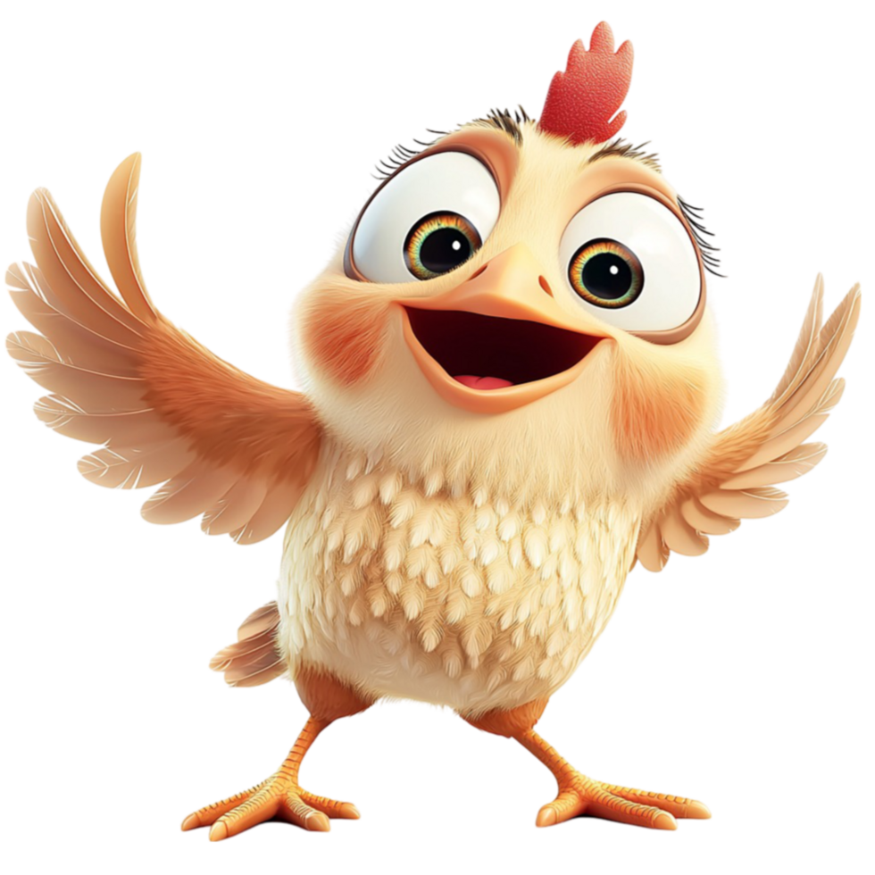 Adorable baby chick with eyes and fluffy feathers spreads its tiny wings joyfully png