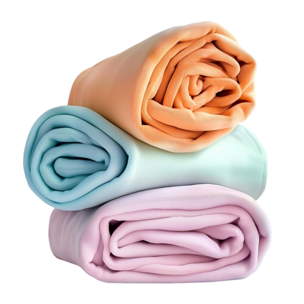 pastel blankets neatly rolled in warm and calming colors offer a cozy feel png
