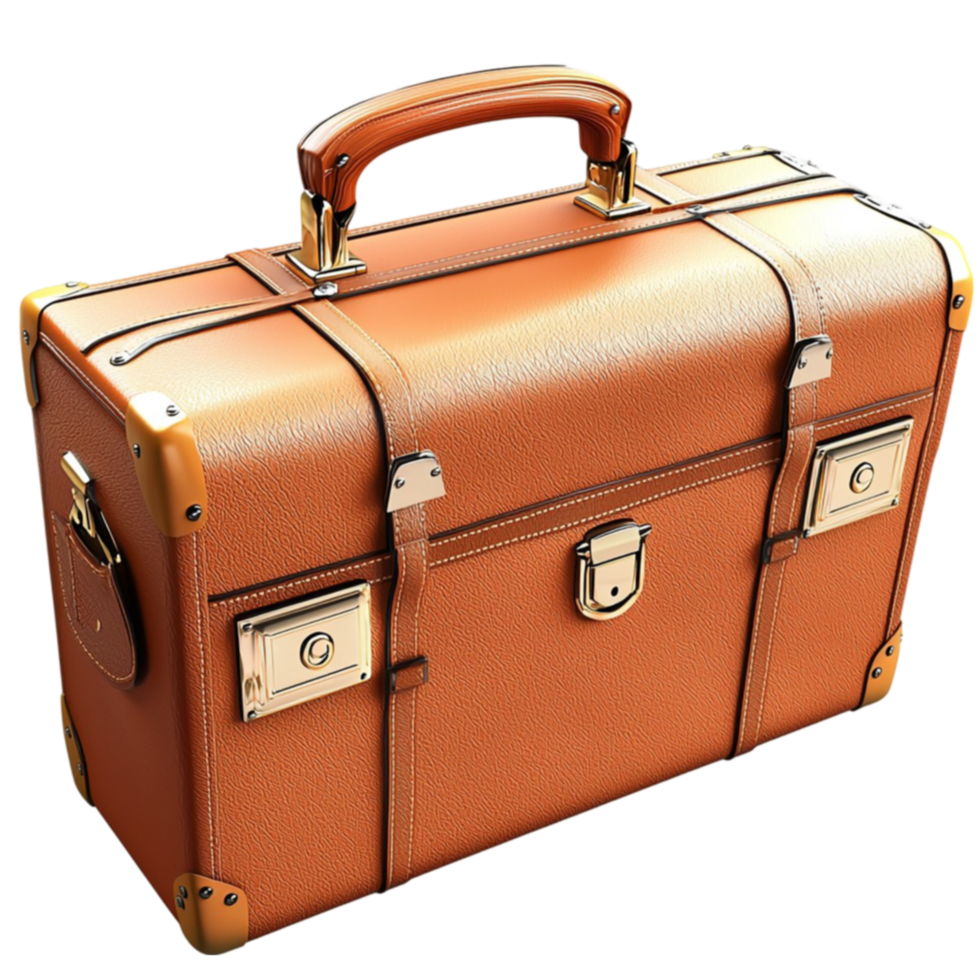 brown suitcase with metal buckles exudes a timeless and adventurous charm png