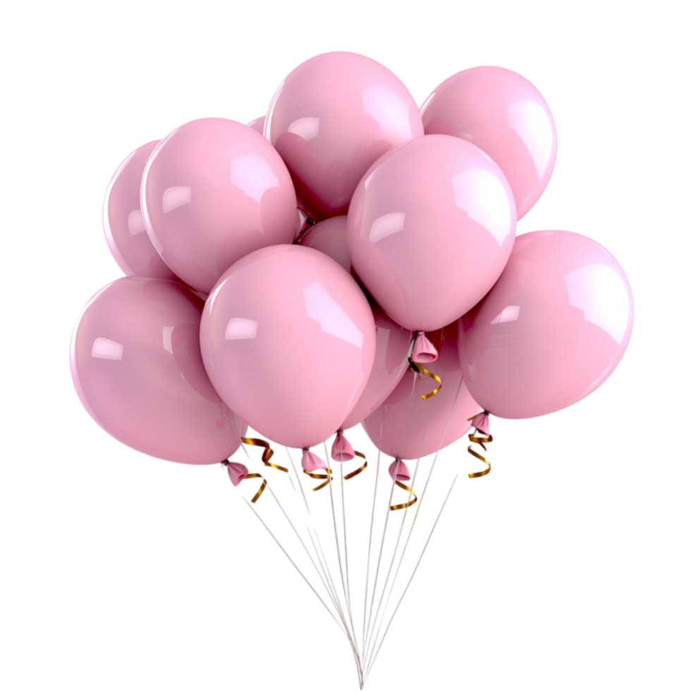 A bouquet of pink helium balloons floats together with a and dreamy aesthetic png