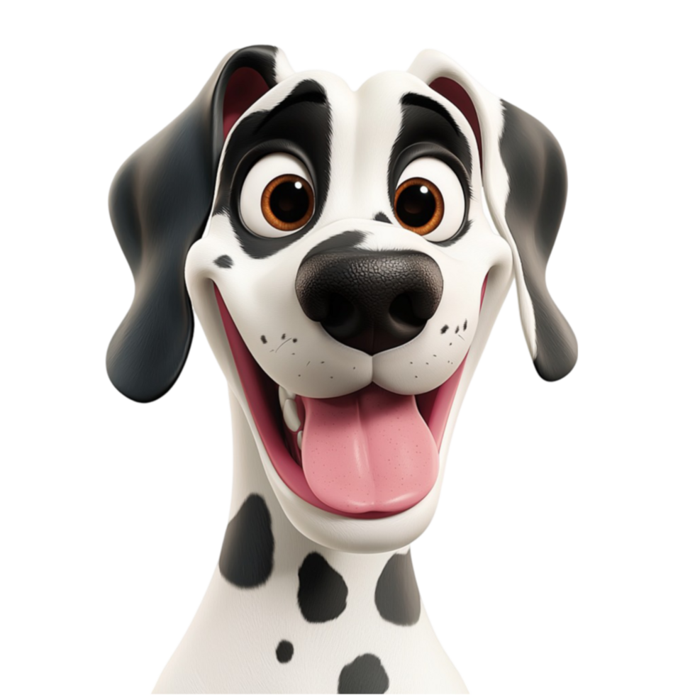 Adorable Dalmatian dog with eyes and friendly face png