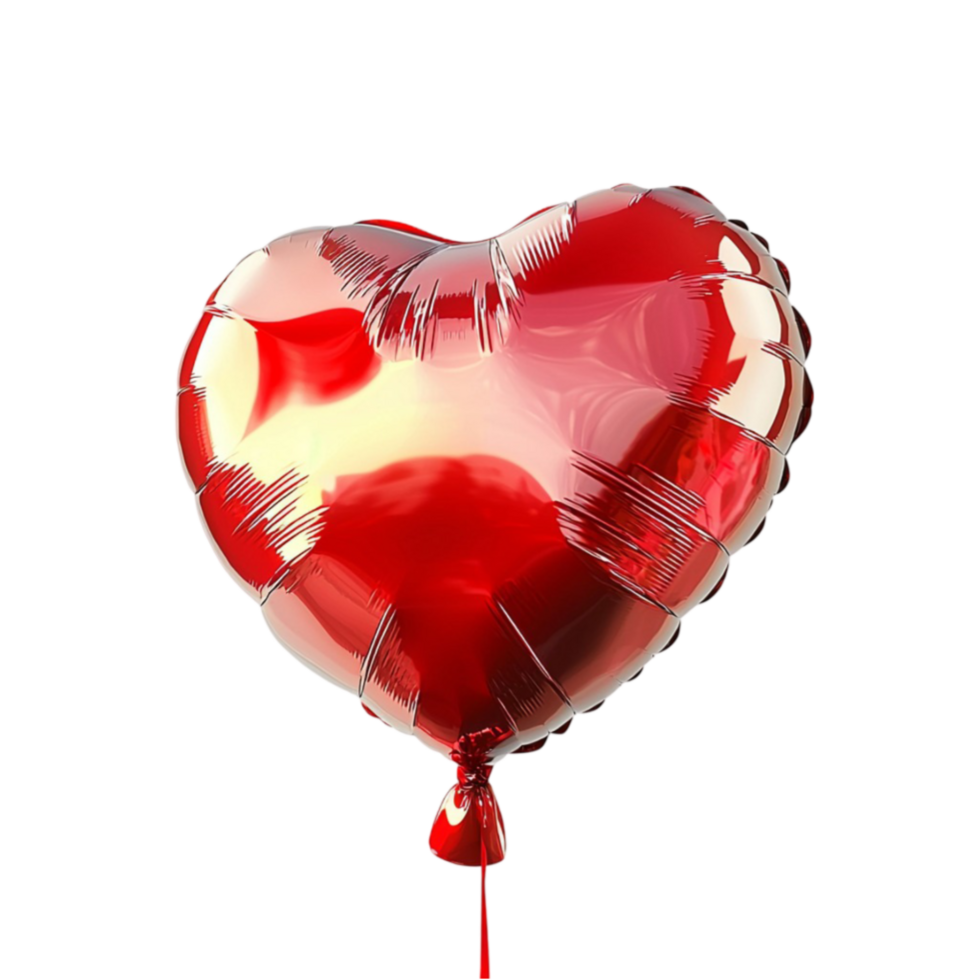 Shiny red heart balloon floats gracefully in the air with a glossy finish png